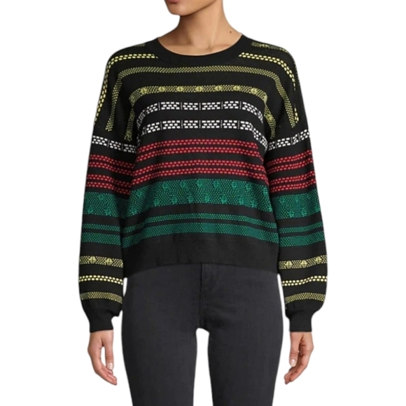 525 America Sweaters - 525 America Green Red Yellow White Pullover Sweater